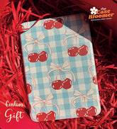 Cute Cherry Blue Checkerboard iPad case, Free Personalization